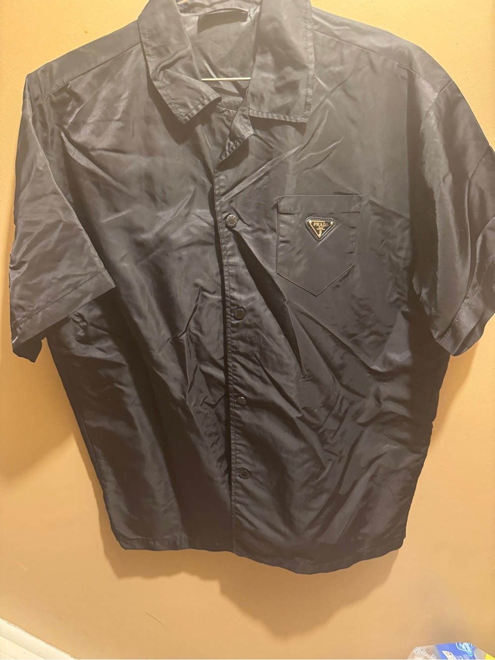 Prada Men's Short Sleeve Button-Up Shirt in black